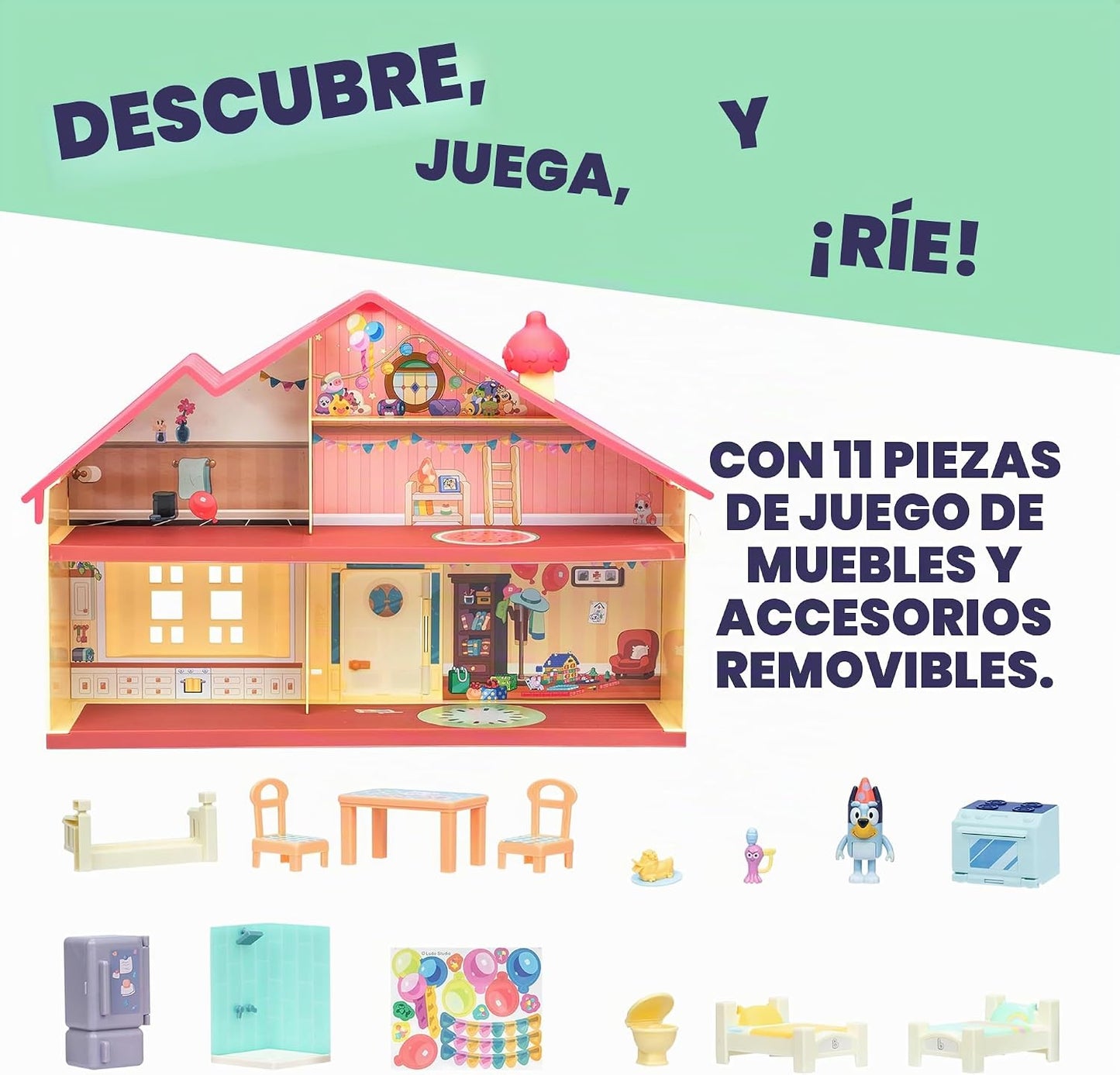 Bluey Juego de celebración para el hogar, casa de juguetes portátil...