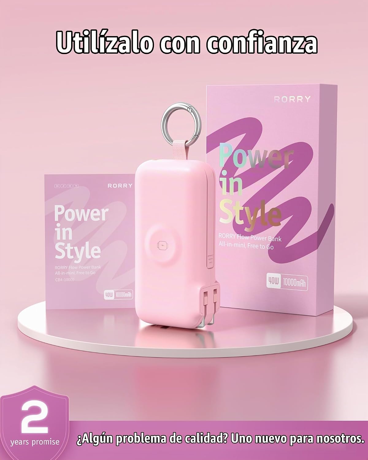 RORRY Cargador portátil de flujo 10000mAh 40W enchufe de pared Banc...