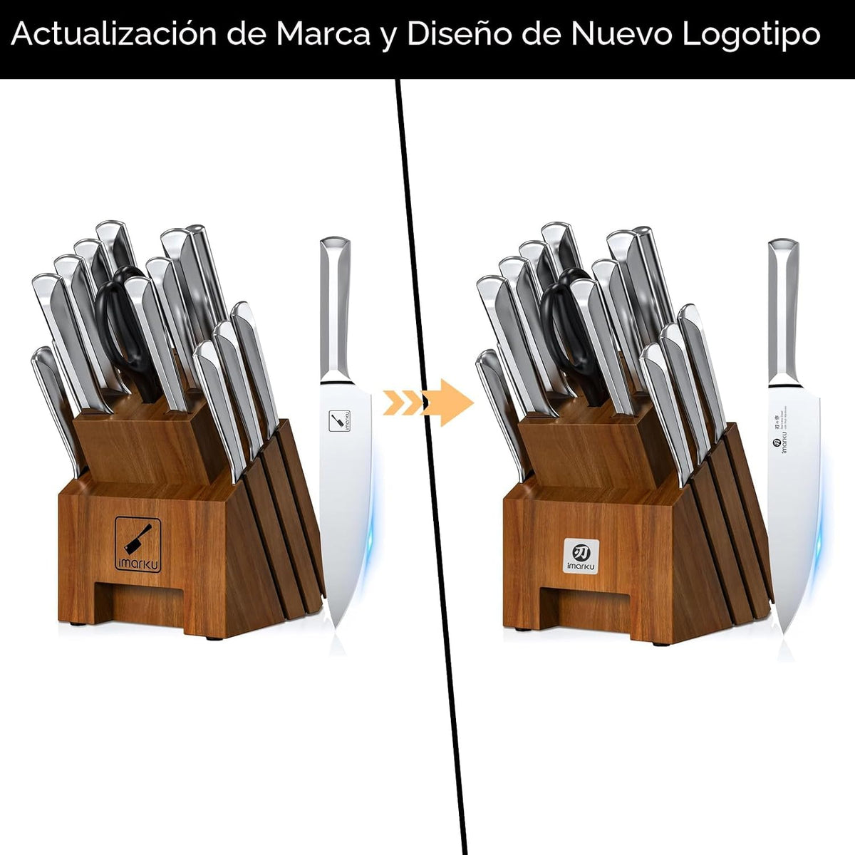 imarku Juego de cuchillos de cocina japoneses de acero inoxidable d...