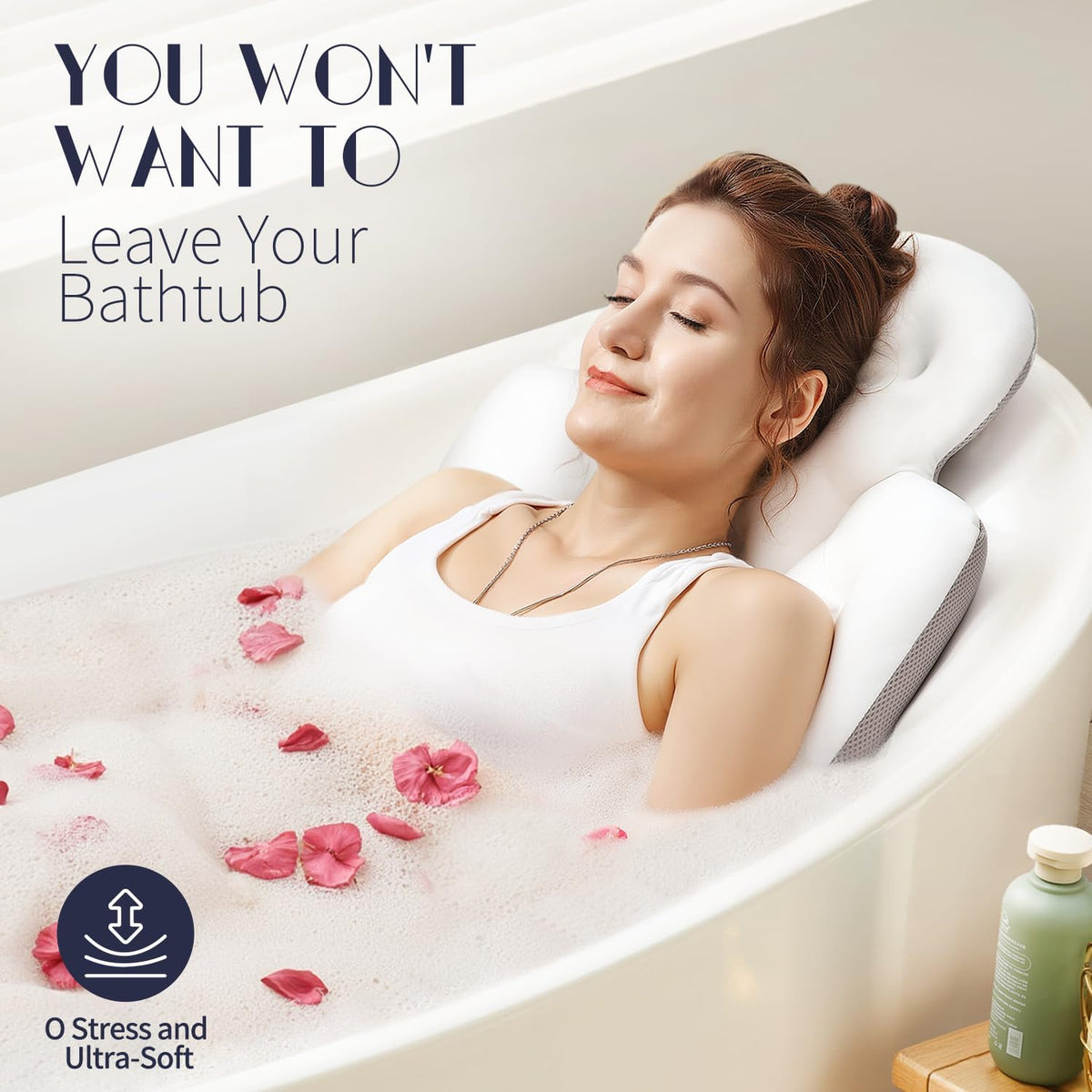Almohada de baño de cuerpo completo para bañera, cojín grueso para...