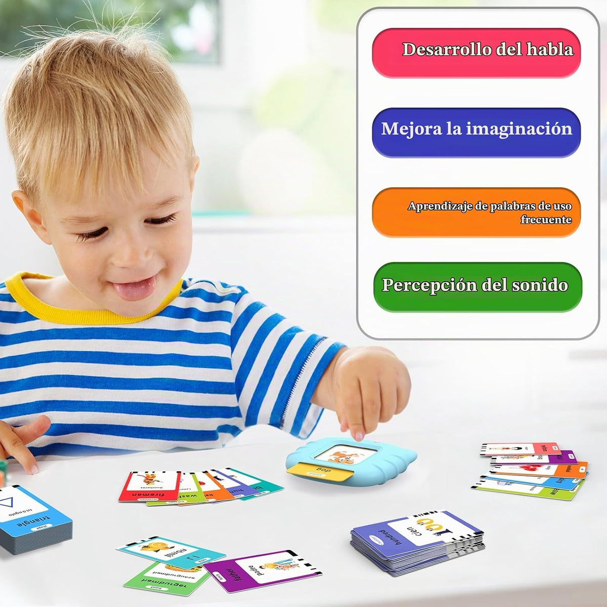 Startcan Tarjetas flash parlantes en español e inglés para niños de...