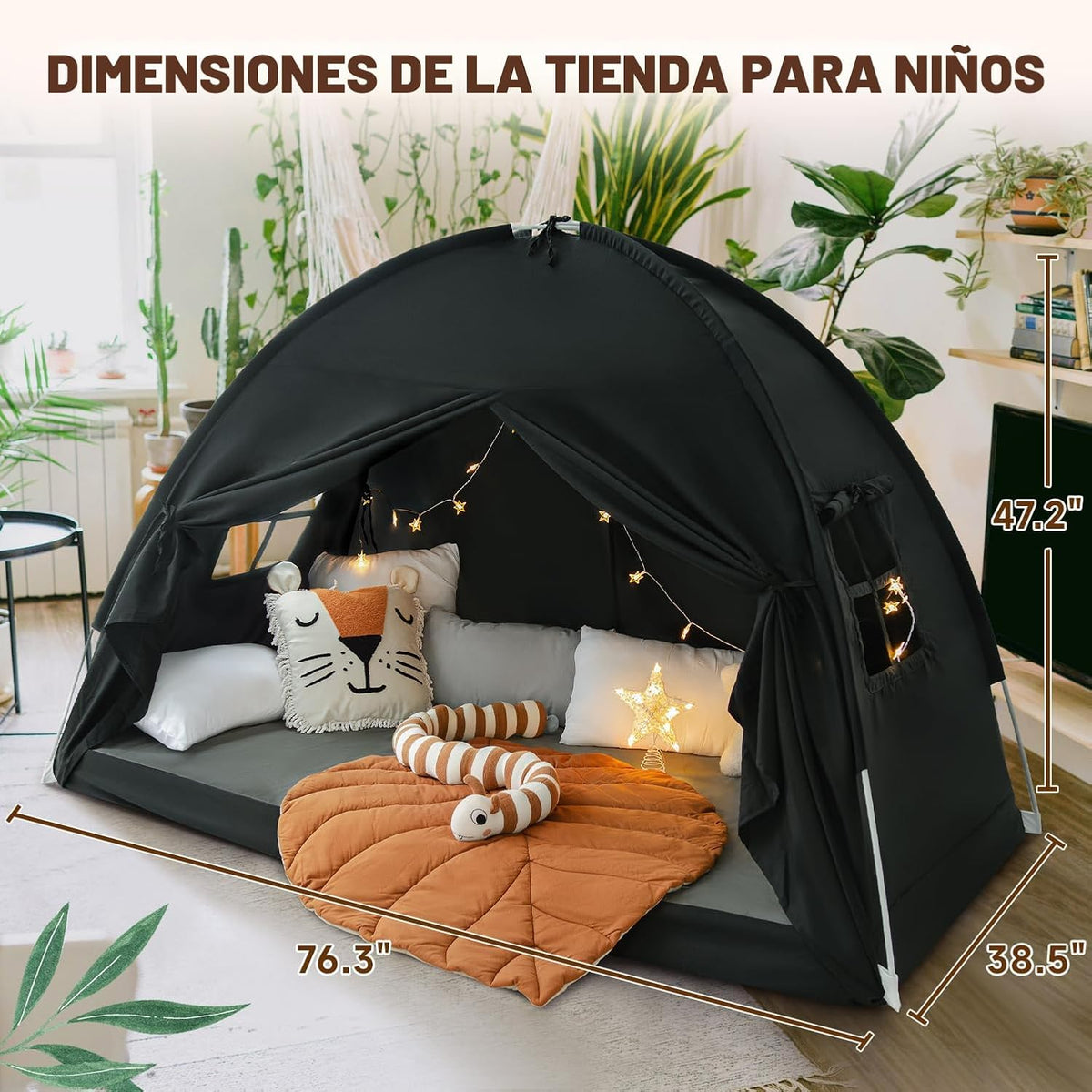Toldo de cama de tamaño individual para niños, tienda de campaña de...
