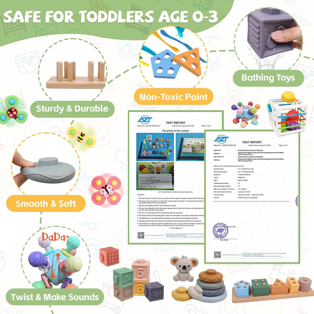 YHHYTOY Juguetes Montessori 6 en 1 para bebés de 0-6 6-12 meses, ju...