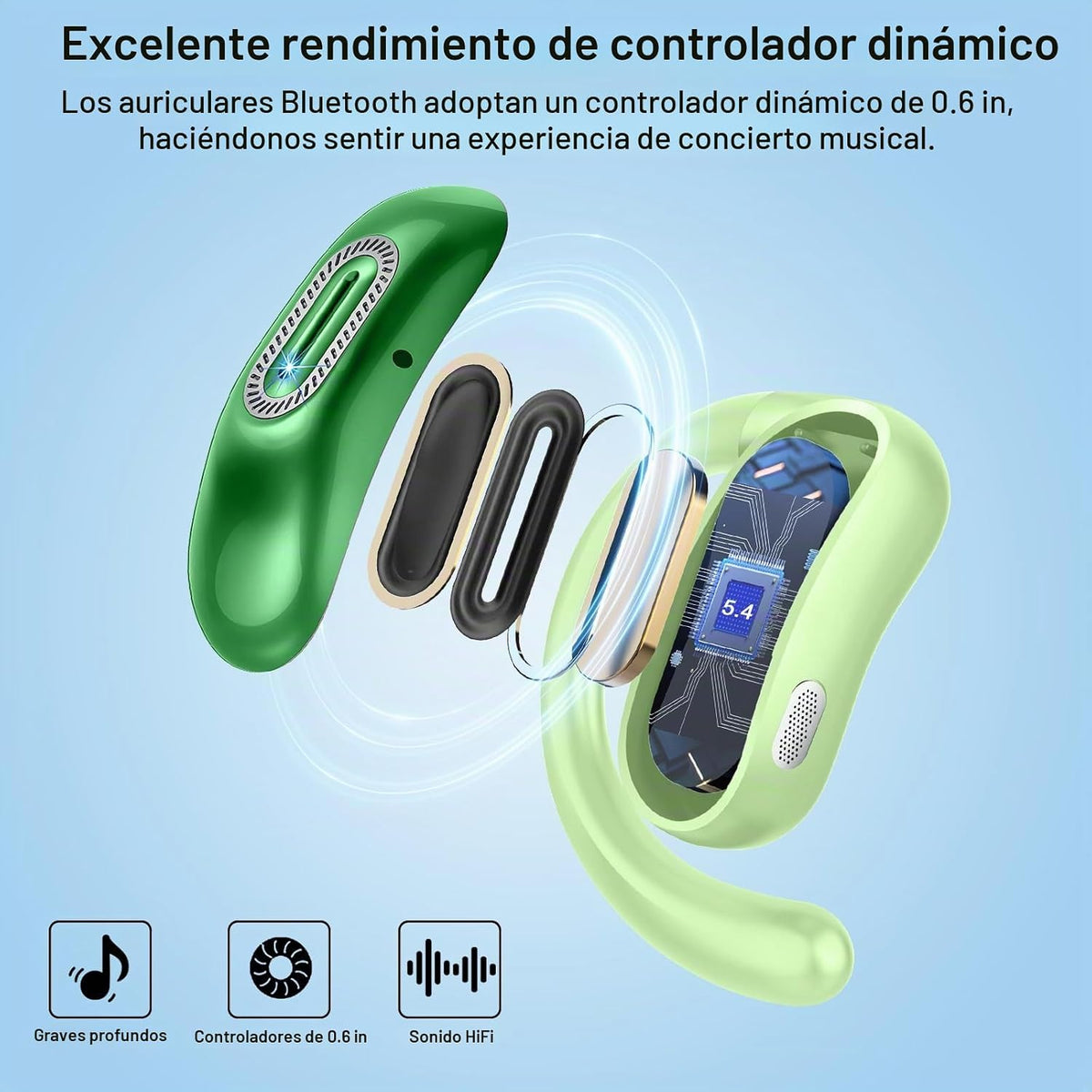 Auriculares abiertos, NUEVOS auriculares supraaurales con 4 micrófo...