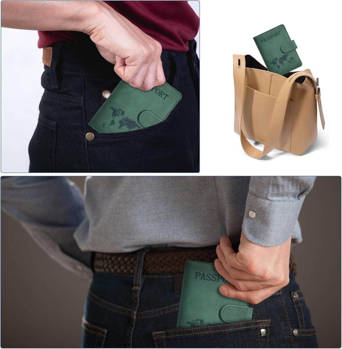 Soporte para pasaporte, funda para pasaporte con ranura para tarjet...