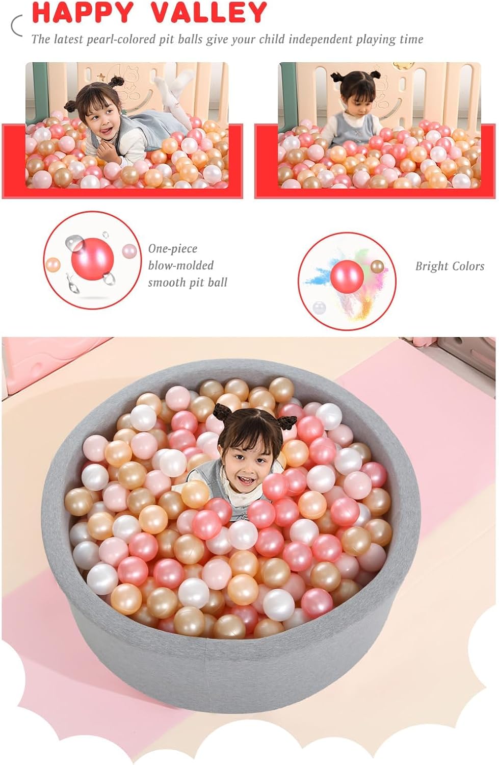 Heopeis Pelotas de Pozo de Bolas - Bolas de Plástico de 2.7 Pulgada...