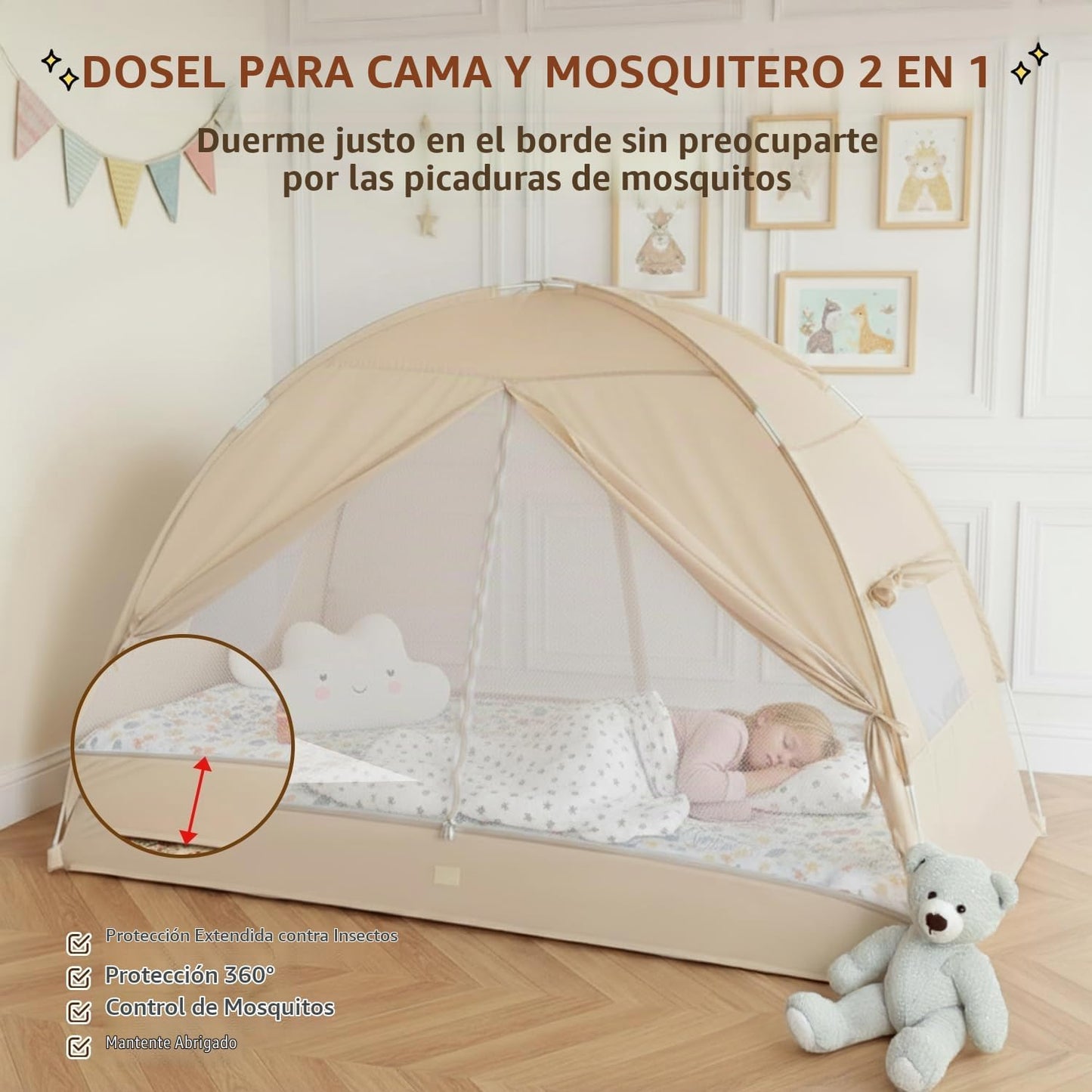 Alvantor Tienda de campaña de cama tamaño completo, dosel de privac...