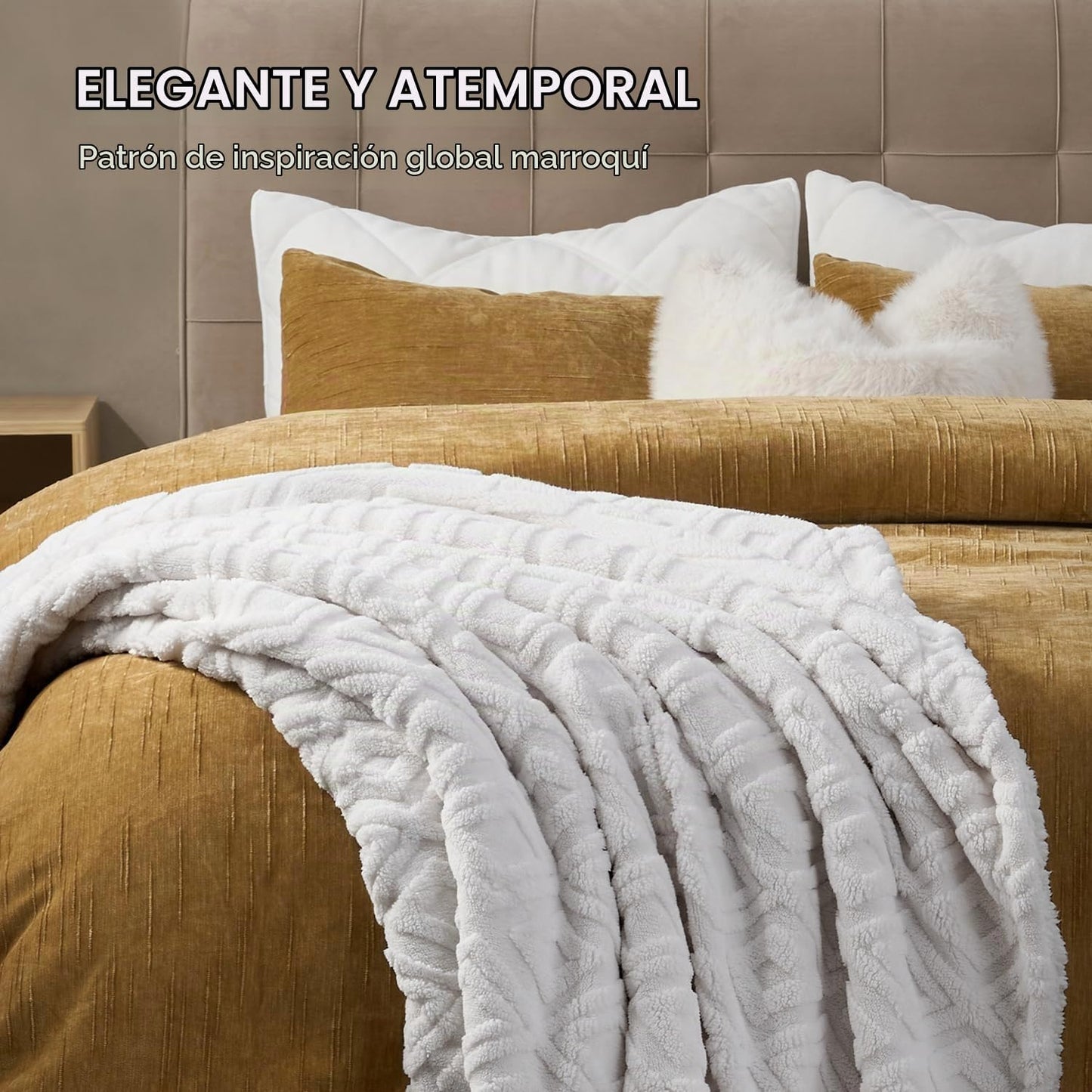 EverGrace Manta reversible de sherpa jacquard, 50 x 60 pulgadas, co...