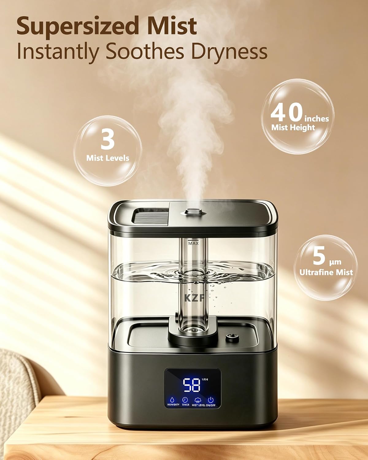 Humidificadores KZF para dormitorio, humidificador de niebla fría d...