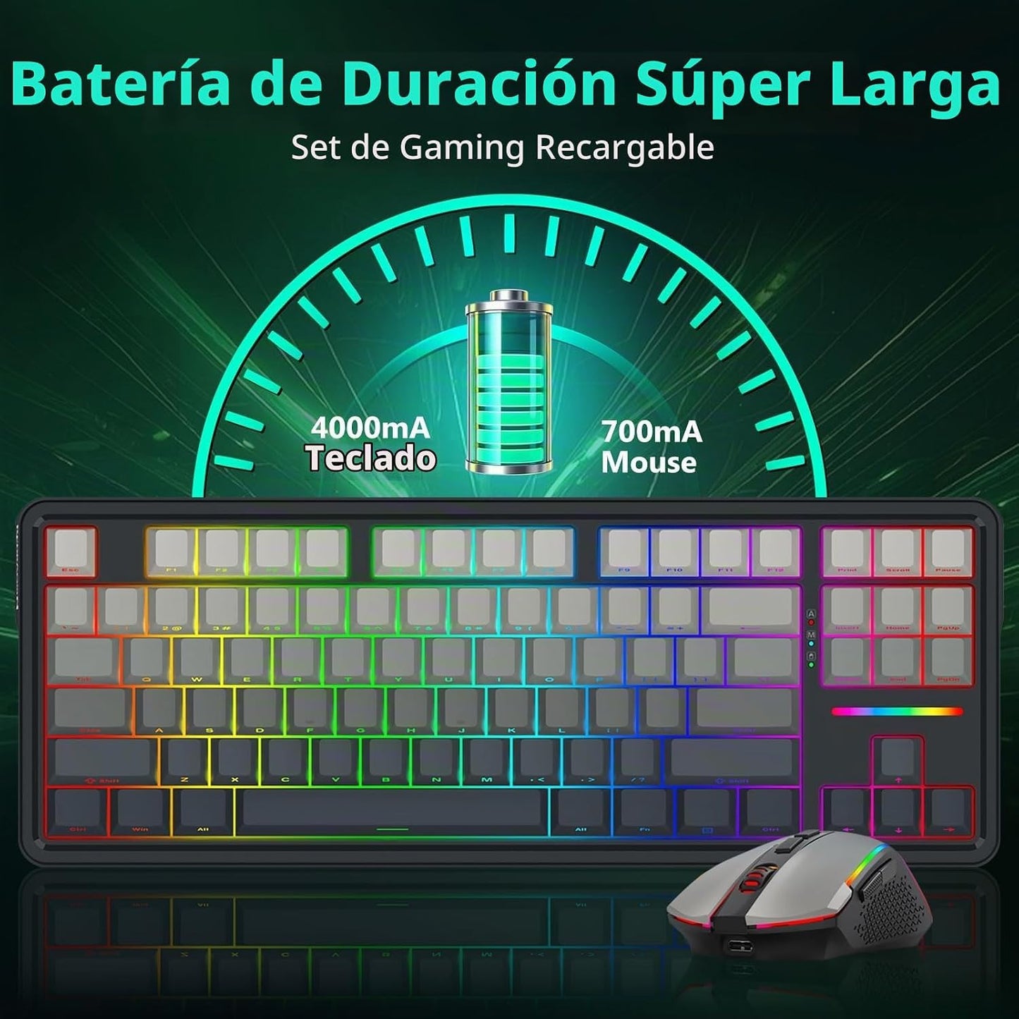 Redragon Combo de teclado mecánico inalámbrico y mouse, Bluetooth\/...