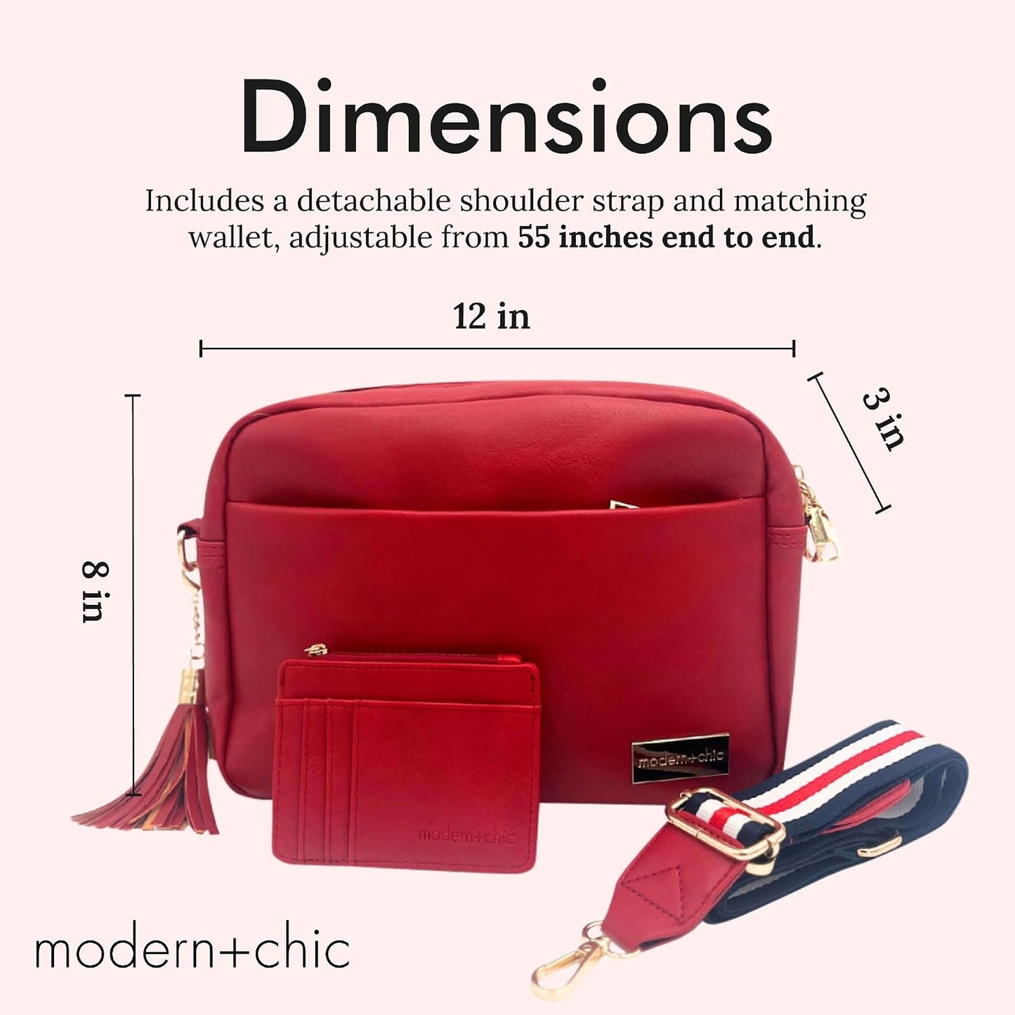 Modern+Chic Bolso cruzado Alice: bolso de cuero vegano con amplios...