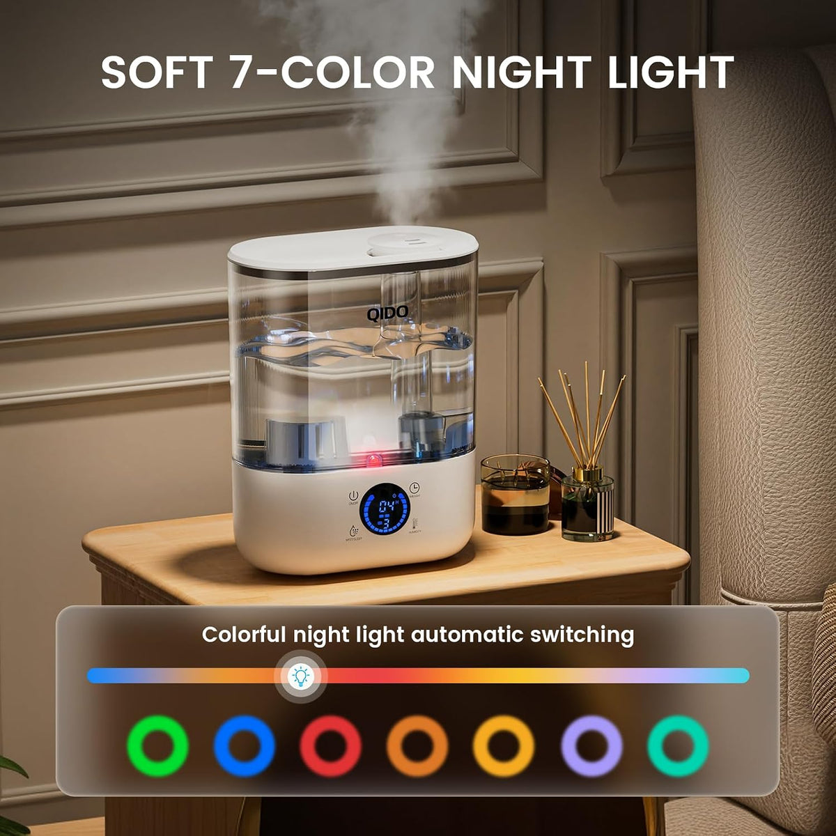 COMHOMA Humidificadores de llenado superior para dormitorio, tanque...