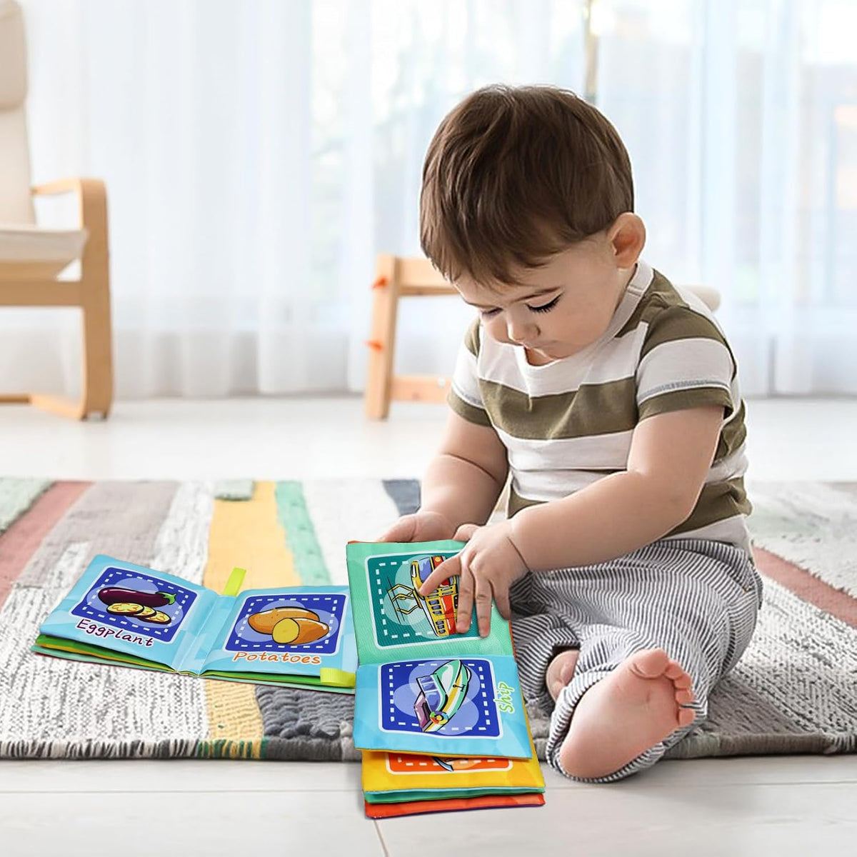 Dr.Rapeti Libros de Tela Suave para Bebés Libros de Baño Paquete de...