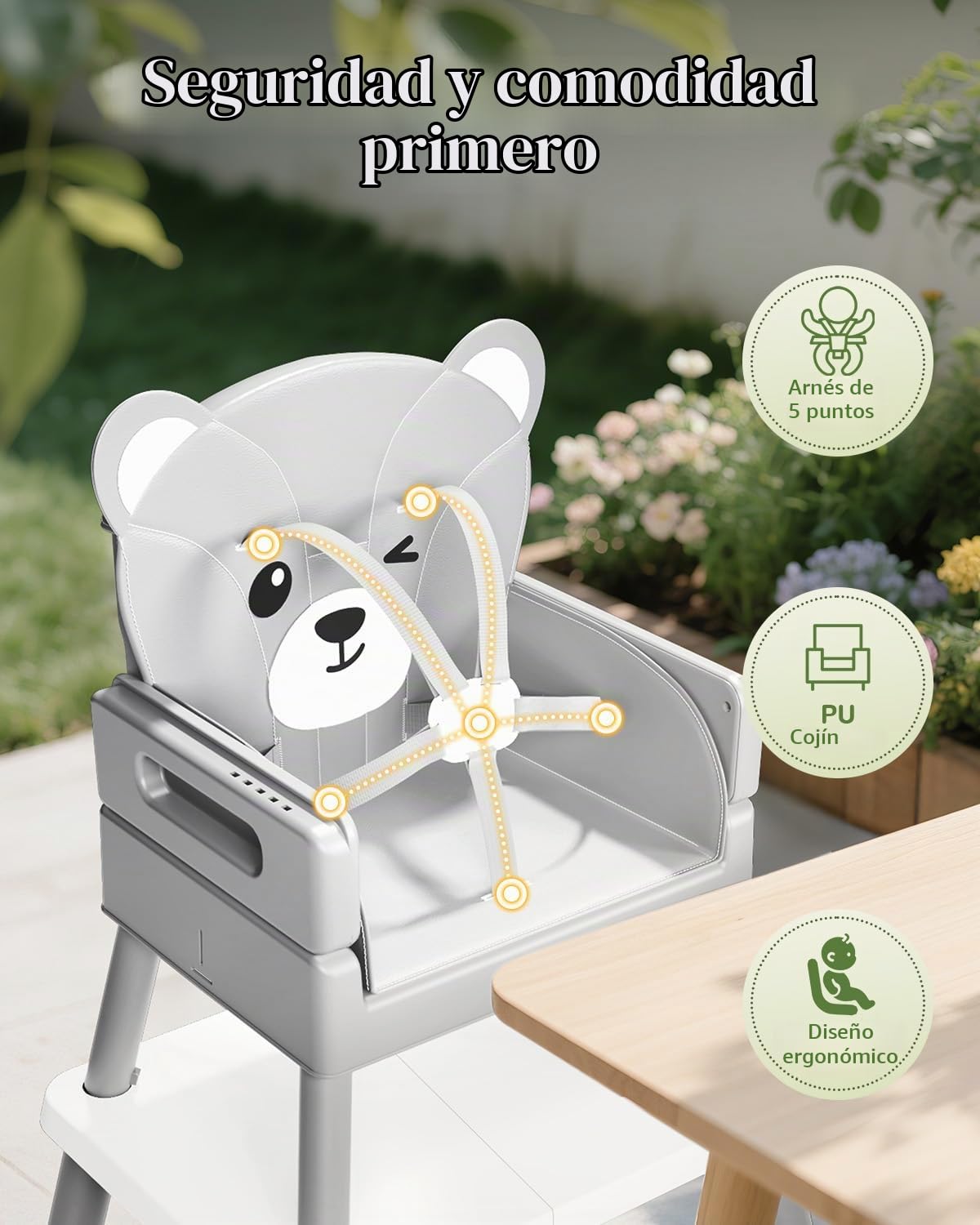 AVIDOR Trona de bebé para bebés y niños pequeños, silla alta 6 en 1...