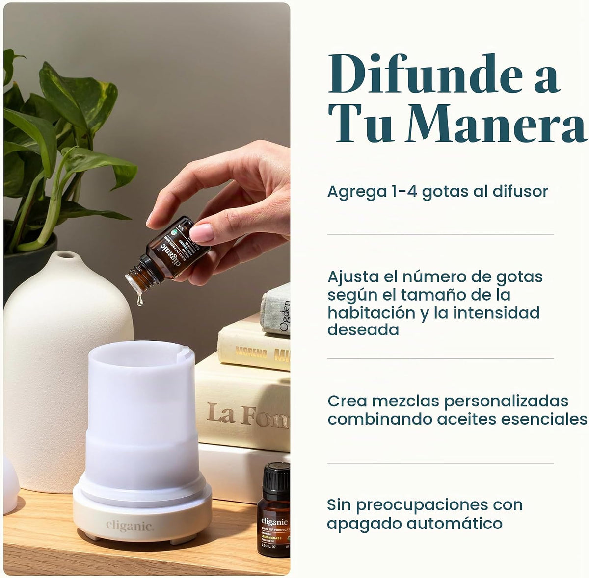 Cliganic - Juego de difusor de aceites esenciales para el hogar, ki...