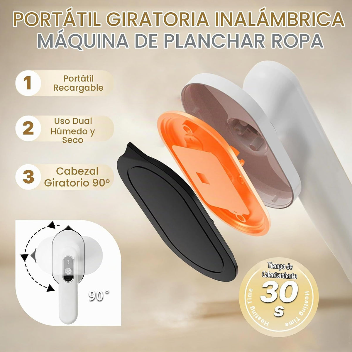 SL Euthtion Mini plancha de viaje inalámbrica para ropa, portátil r...