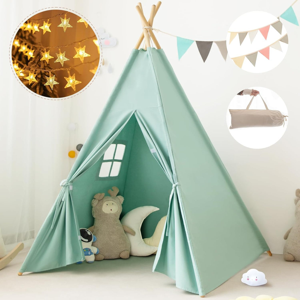 RongFa Tienda de campaña tipi para niños, tienda de campaña portáti...