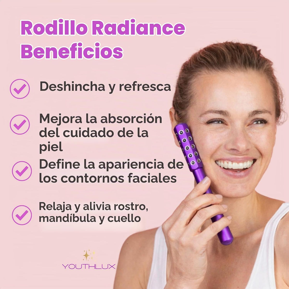 YOUTHLUX Radiance Roller \u2013 Herramienta de masaje facial de pie...