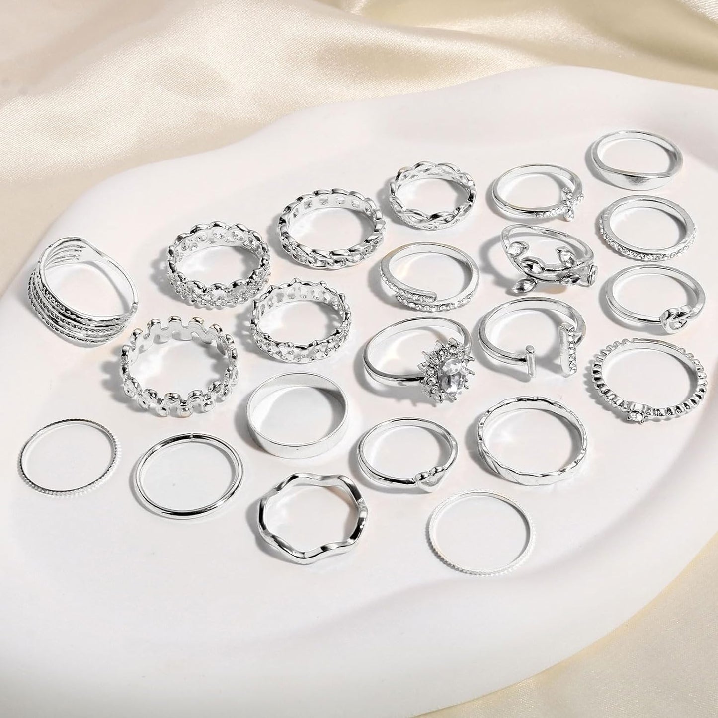 CHICUTIE Juego de anillos dorados para nudillos para mujeres, apila...