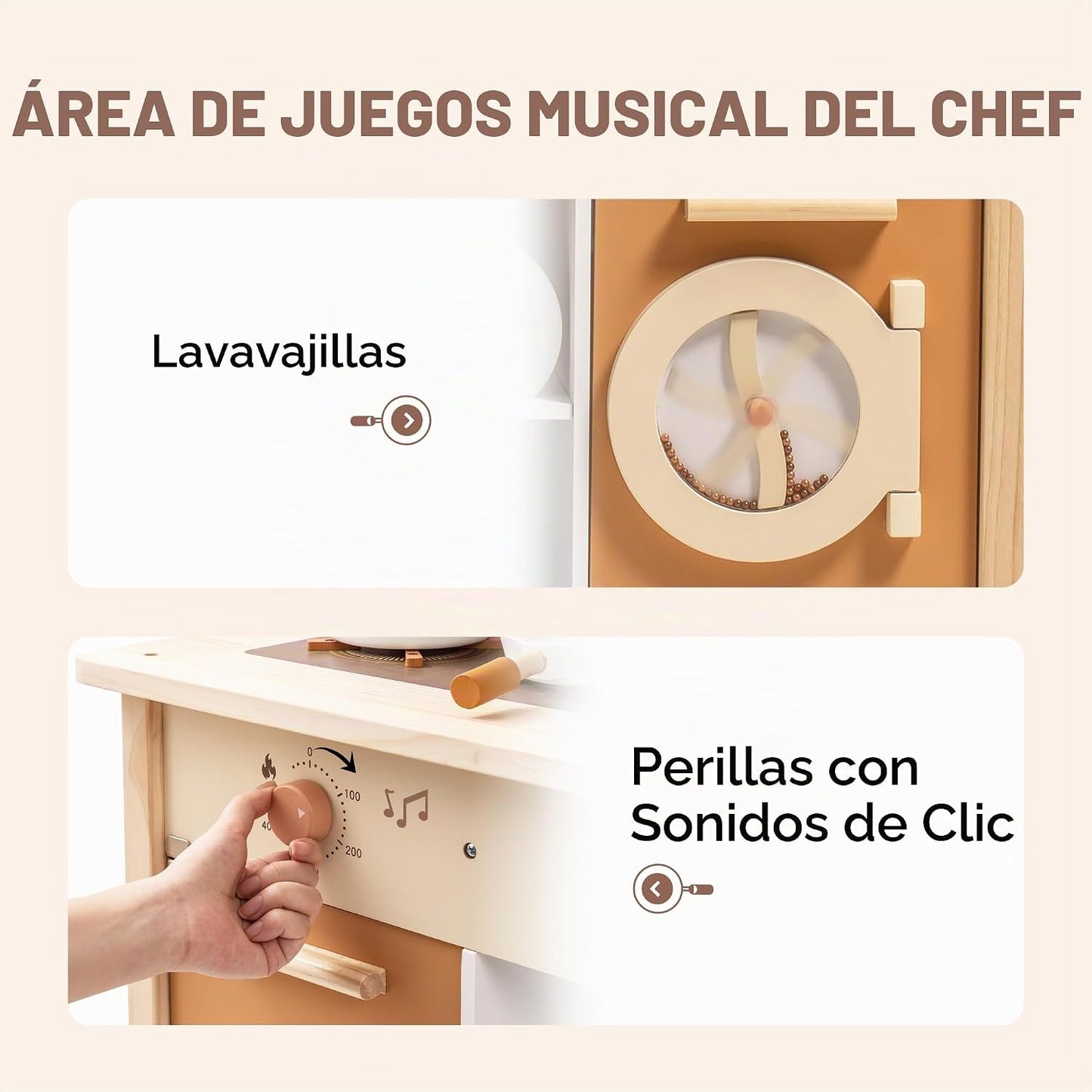 ROBUD Cocina de Juguete de Madera para Niños Pequeños, Set de Cocin...