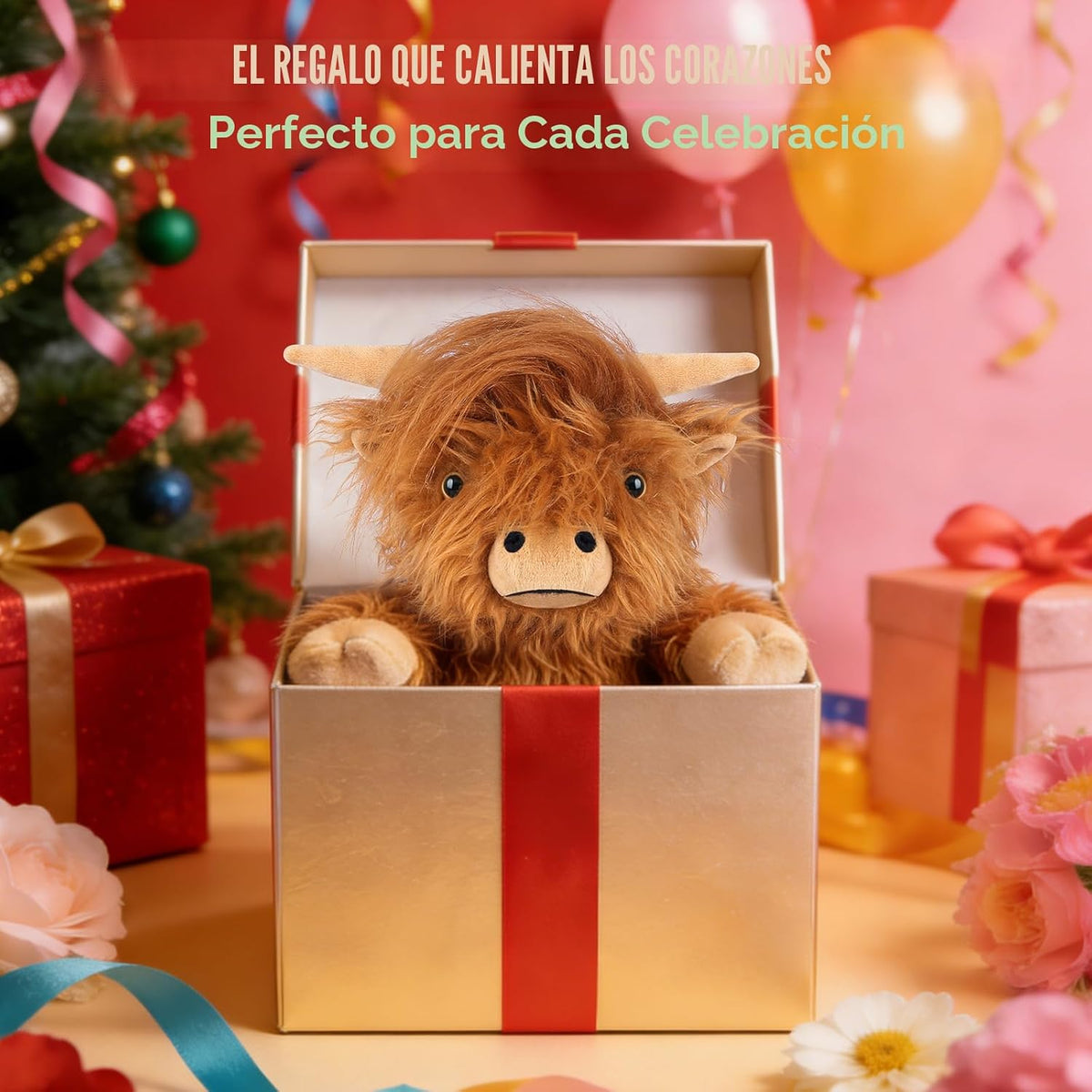 SuzziPals Vaca de las Tierras Altas de Peluche Calentable y Enfriab...