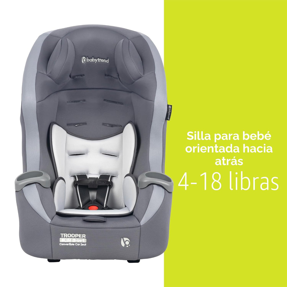 Baby Trend Trooper™ Slim 3 en 1 Asiento de coche convertible, Gris...