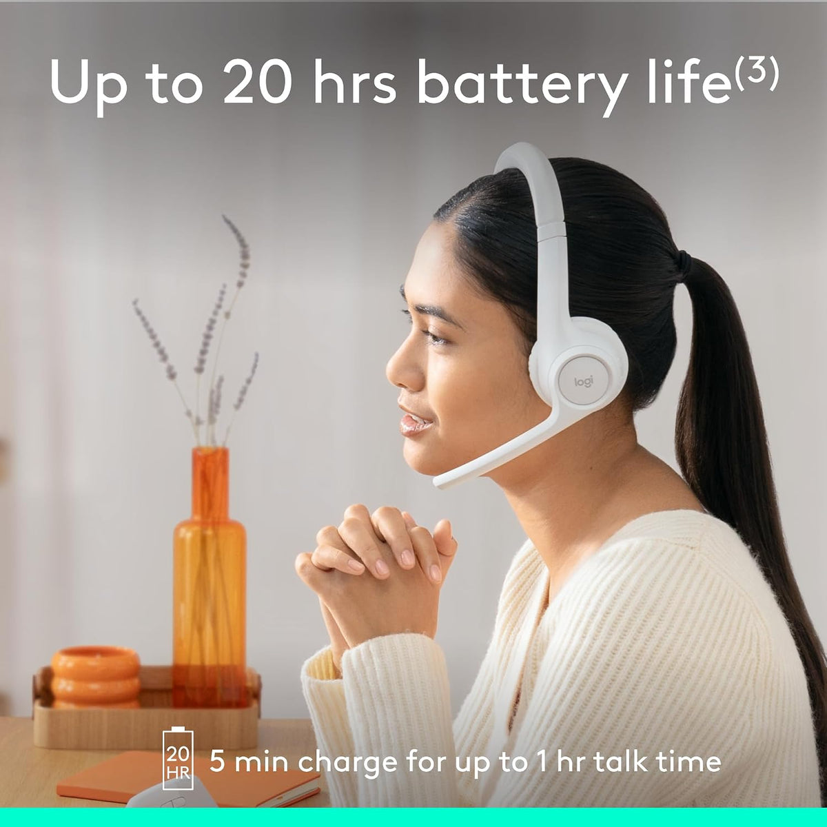 Logitech Auriculares inalámbricos Bluetooth Zone 300 - Blanquecino...