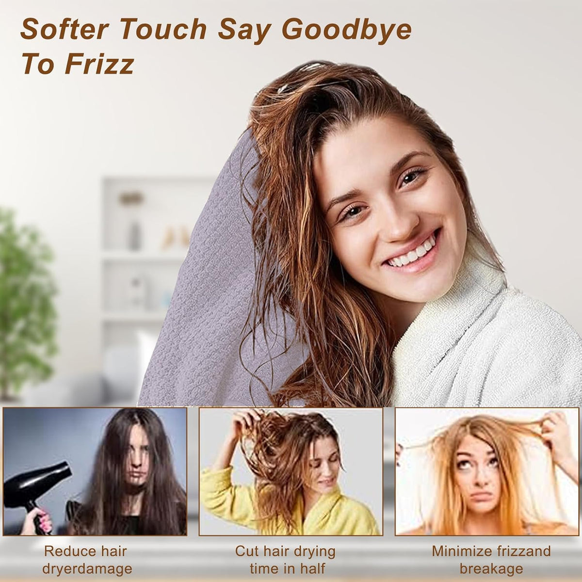 Kldnkig Toalla Envolvente de Microfibra para el Cabello, Paquete de...