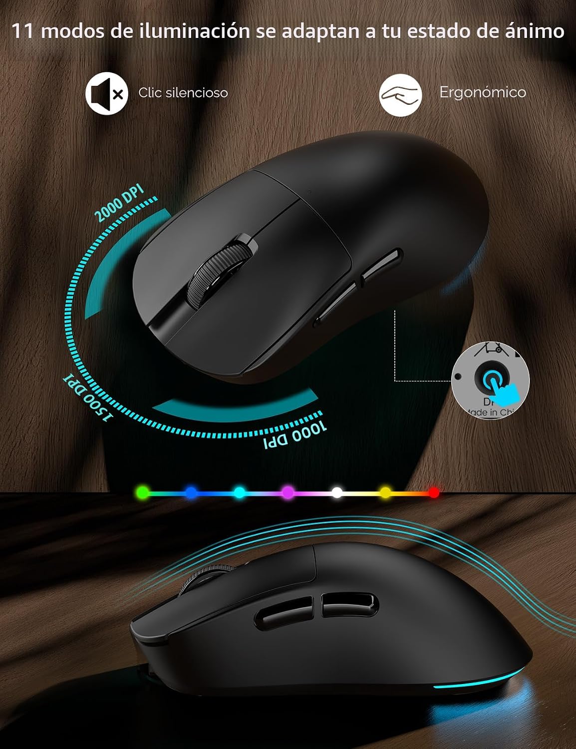 Teclado y ratón inalámbricos retroiluminados - Teclado de máquina d...