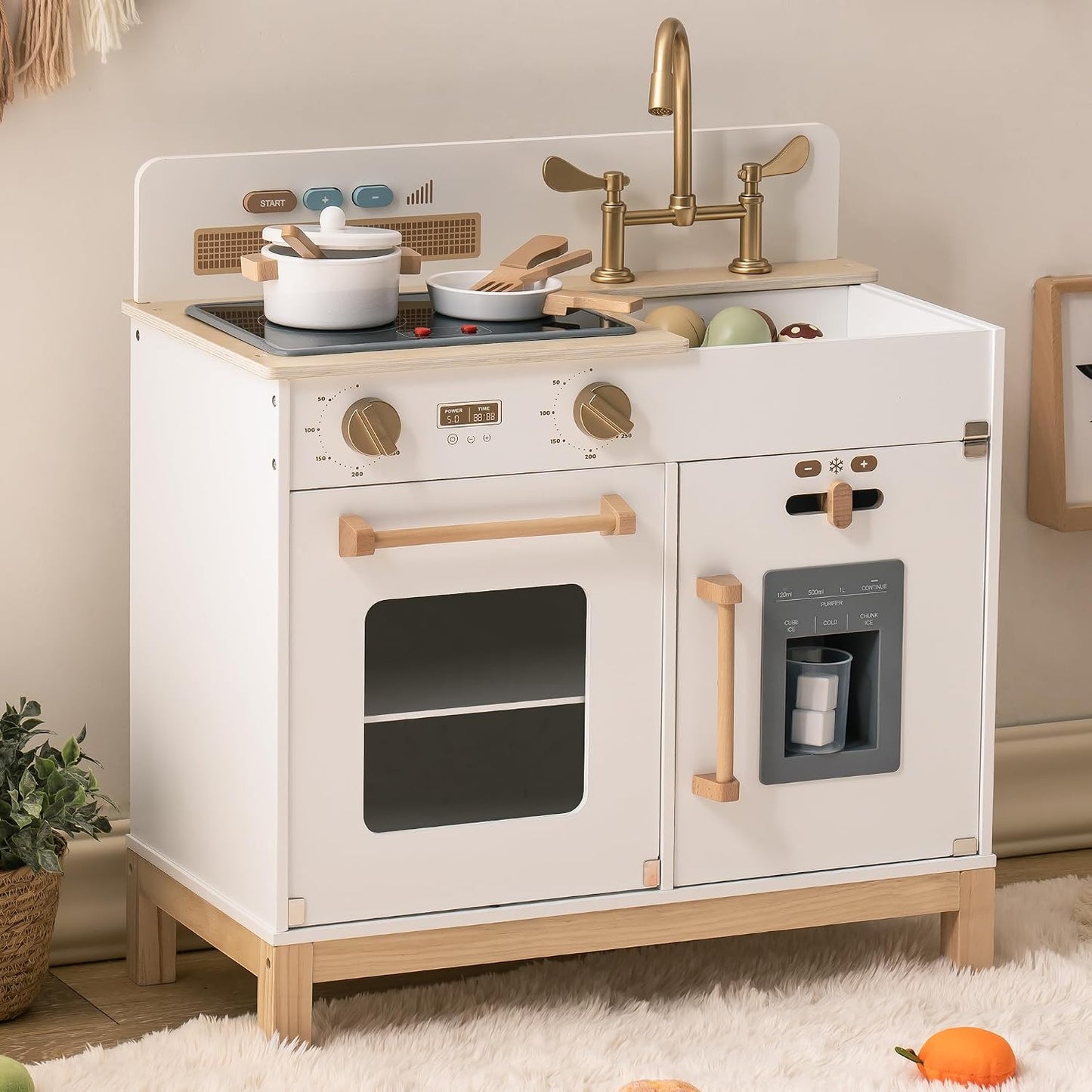 ROBOTIME Juego de cocina para niños pequeños, juego de cocina de ma...