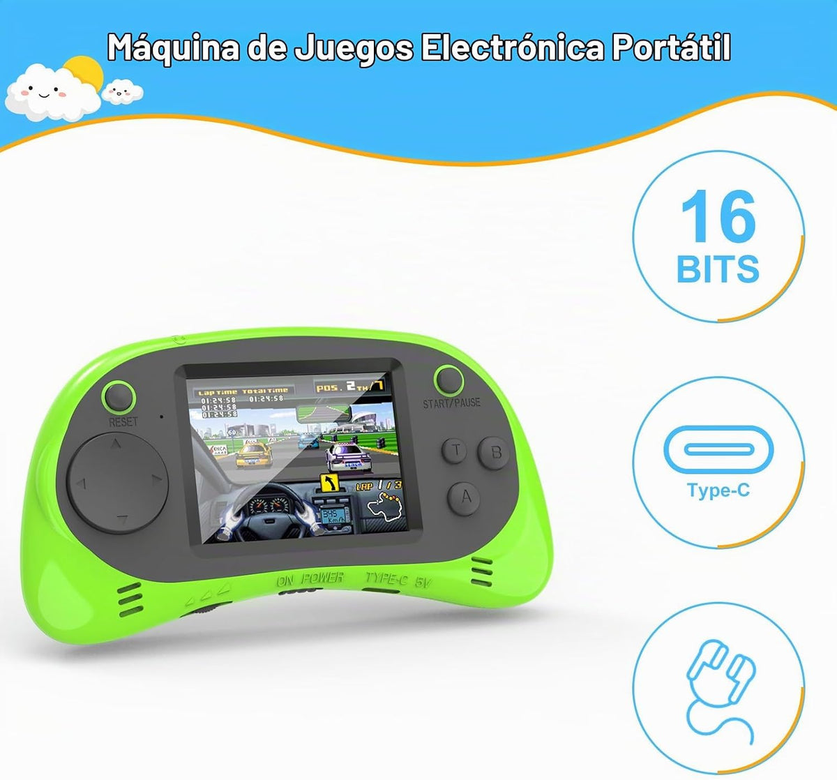 EASEGMER Reproductor de juegos de mano para niños, 220 juegos integ...