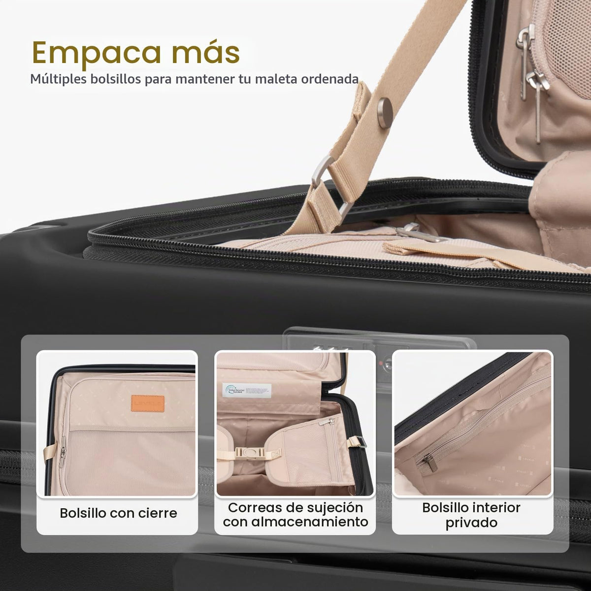 LEVEL8 Equipaje de mano Adventure Classic, Negro, 20 pulg. | Un com...
