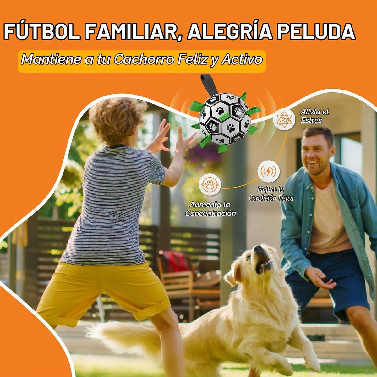 QDAN Pelotas de fútbol para perros con campana en el interior, pelo...