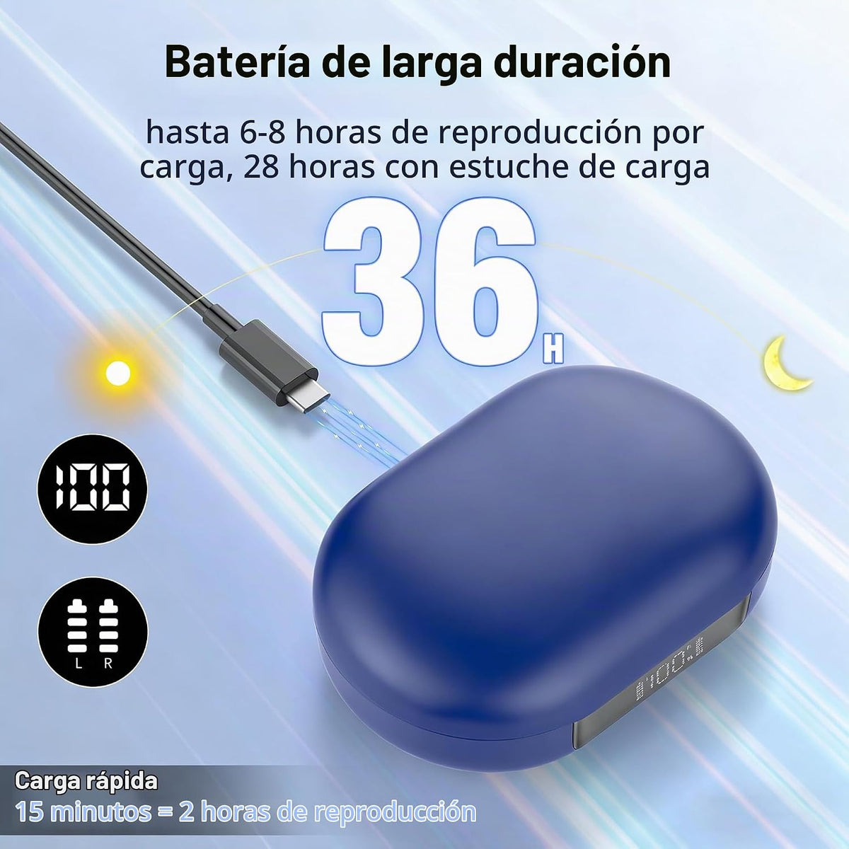 Auriculares de oreja abierta, auriculares 2026 sobre la oreja con 4...