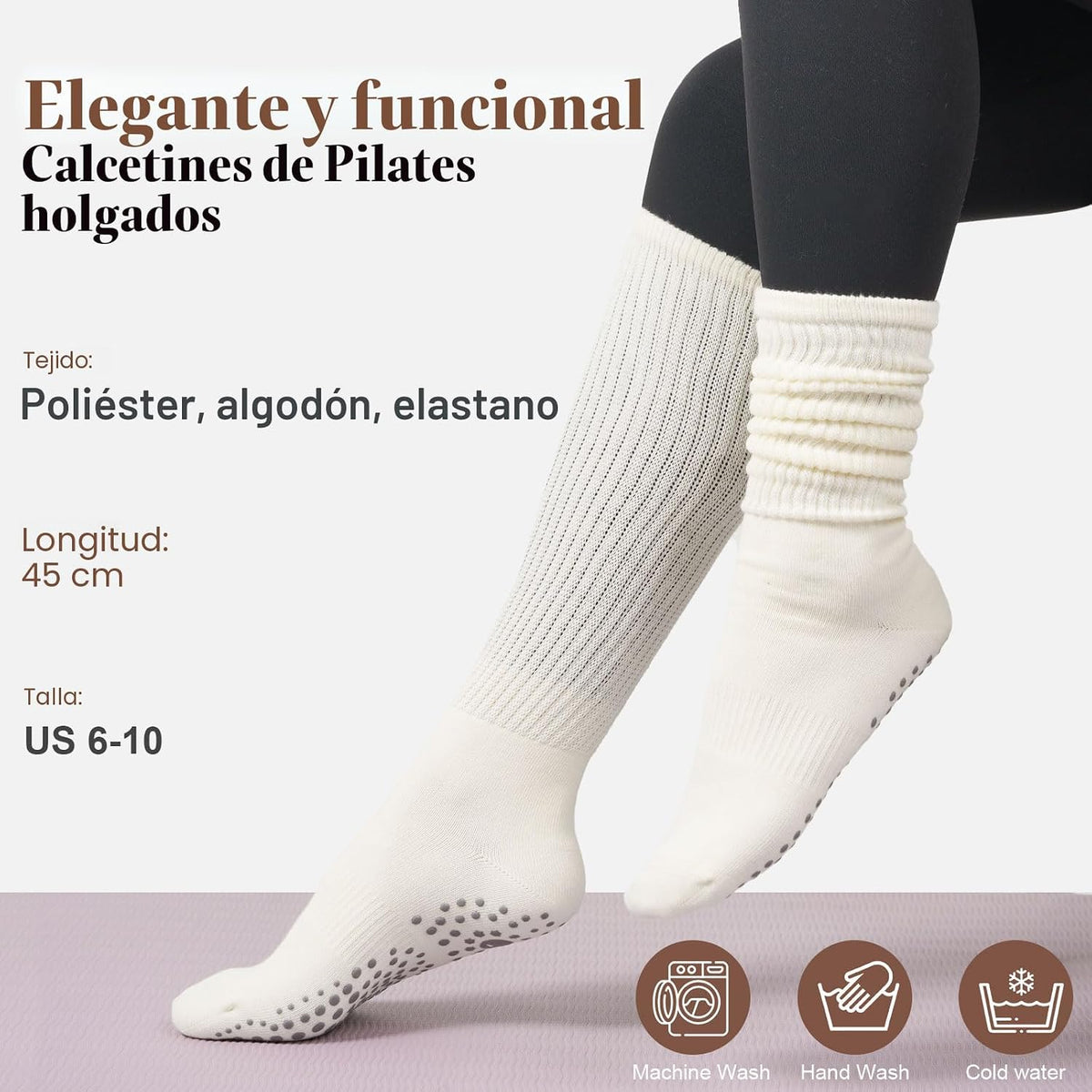 Calcetines de agarre para pilates para mujer, calcetines de yoga co...