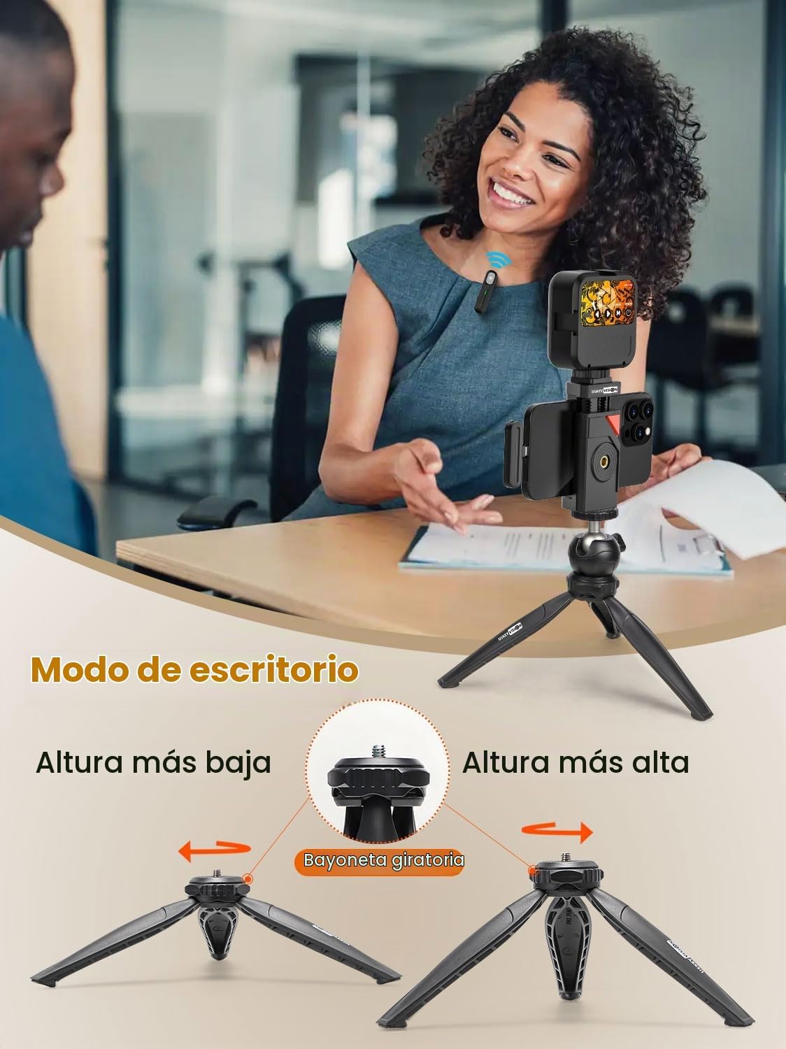 USKEYVISION Kit de vlogging mejorado con micrófono de solapa inalám...