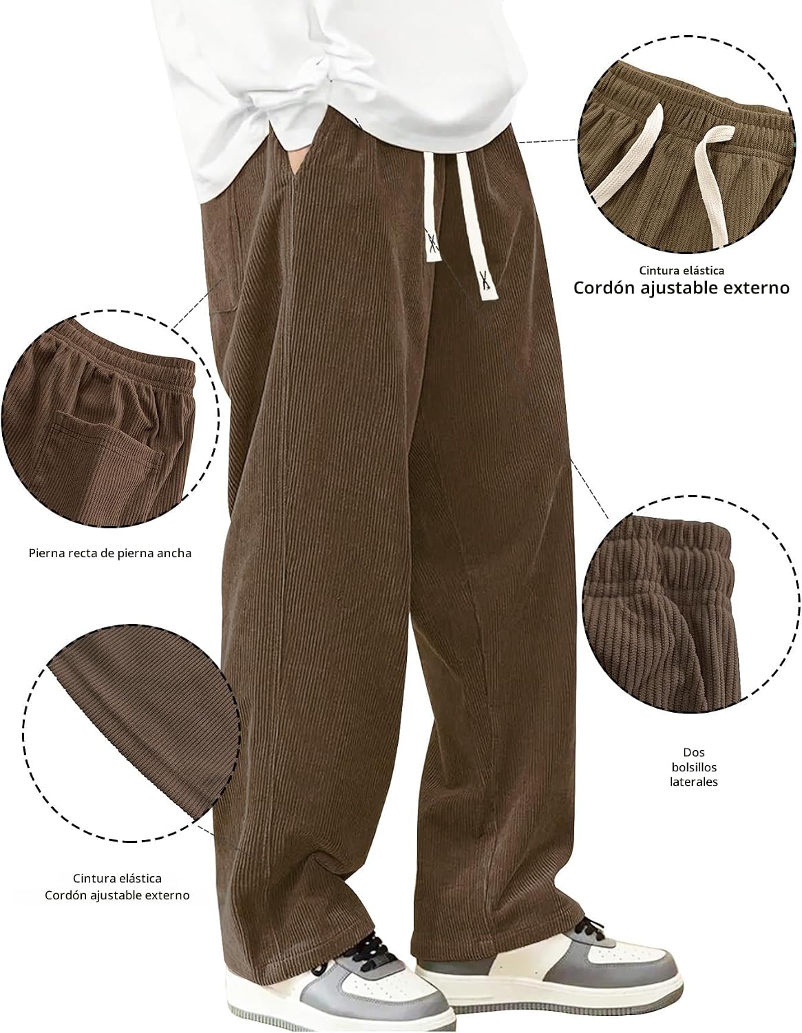 Hidkat Pantalones de corduroy casual para hombre, pantalones de pie...