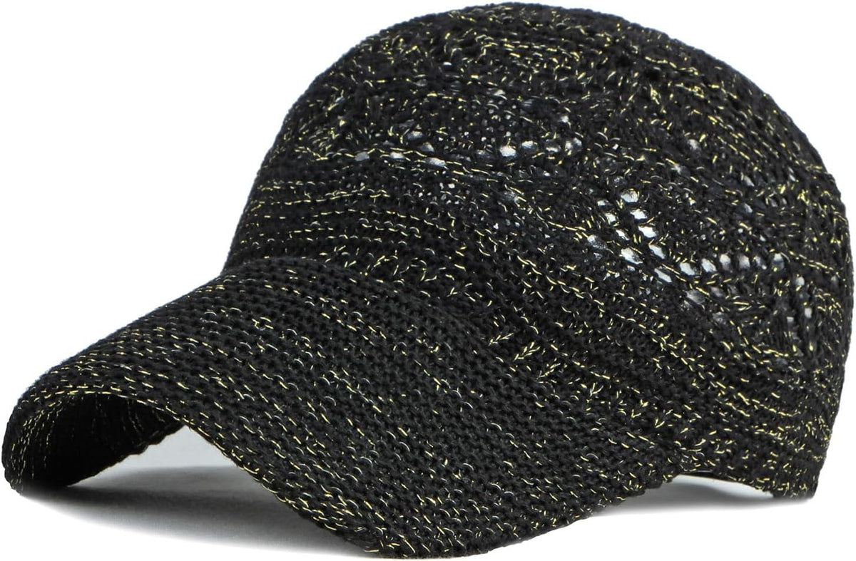 FASHIXD Gorra de béisbol de malla tejida para mujer, de hilo de ver...