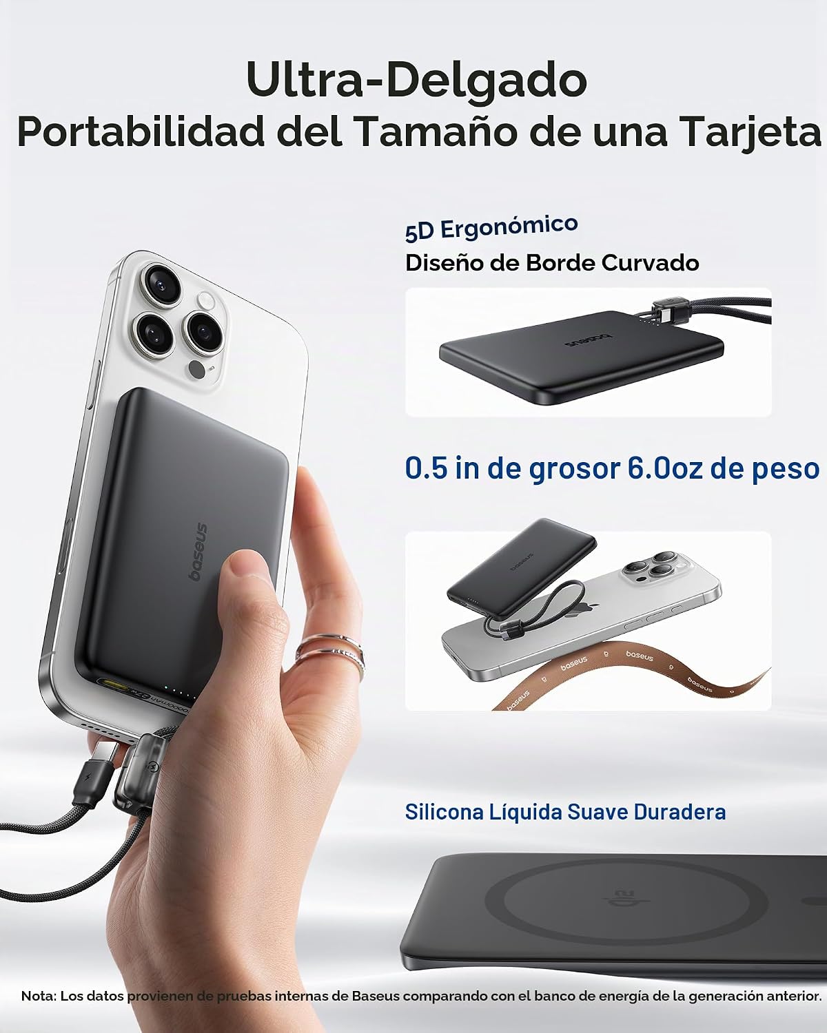 Baseus Picogo Qi2 - Cargador portátil Magsafe de 15 W, cargador por...