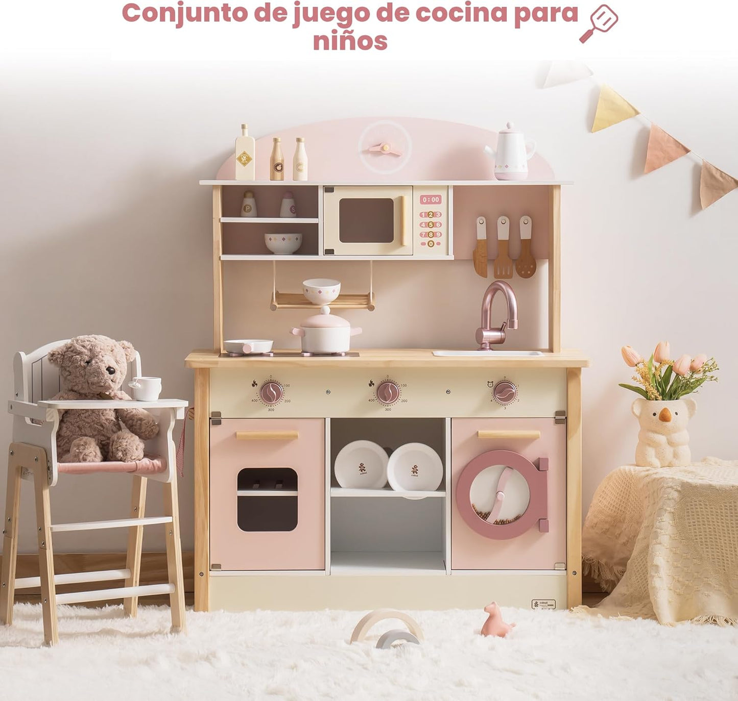 ROBUD Cocina de Juego para Niños Pequeños, Cocina de Juego de Mader...