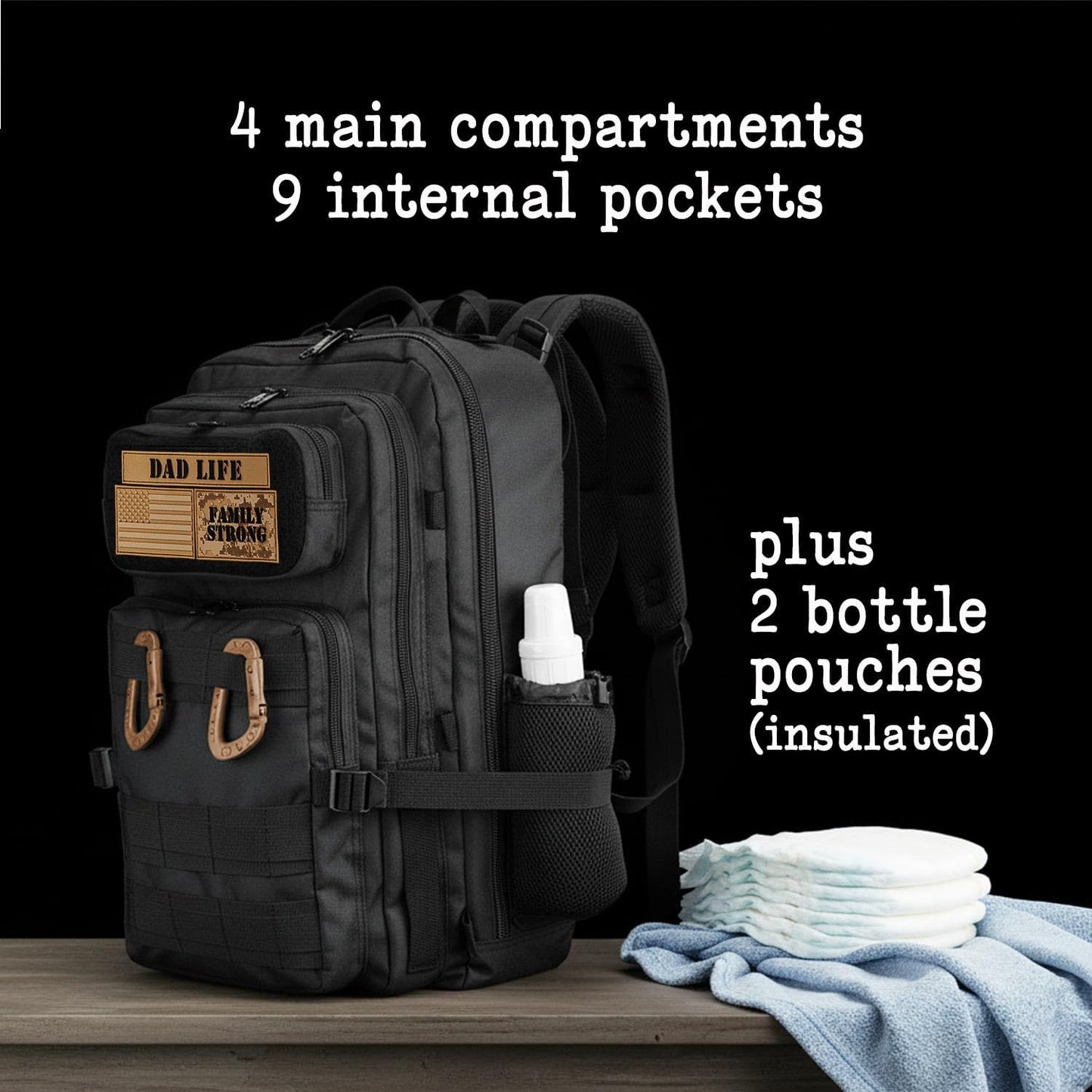 ActiveDoodie Bolsa de pañales para papá para hombre con parches ext...