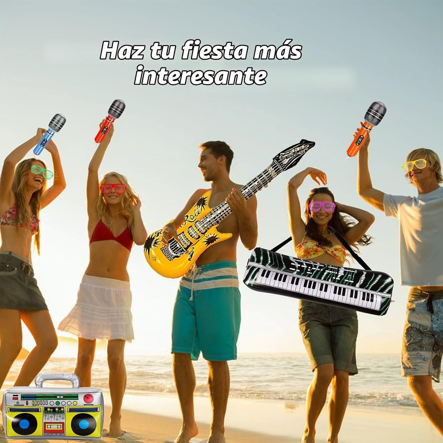 smilixin Paquete de 22 guitarras inflables, guitarra inflable, jugu...