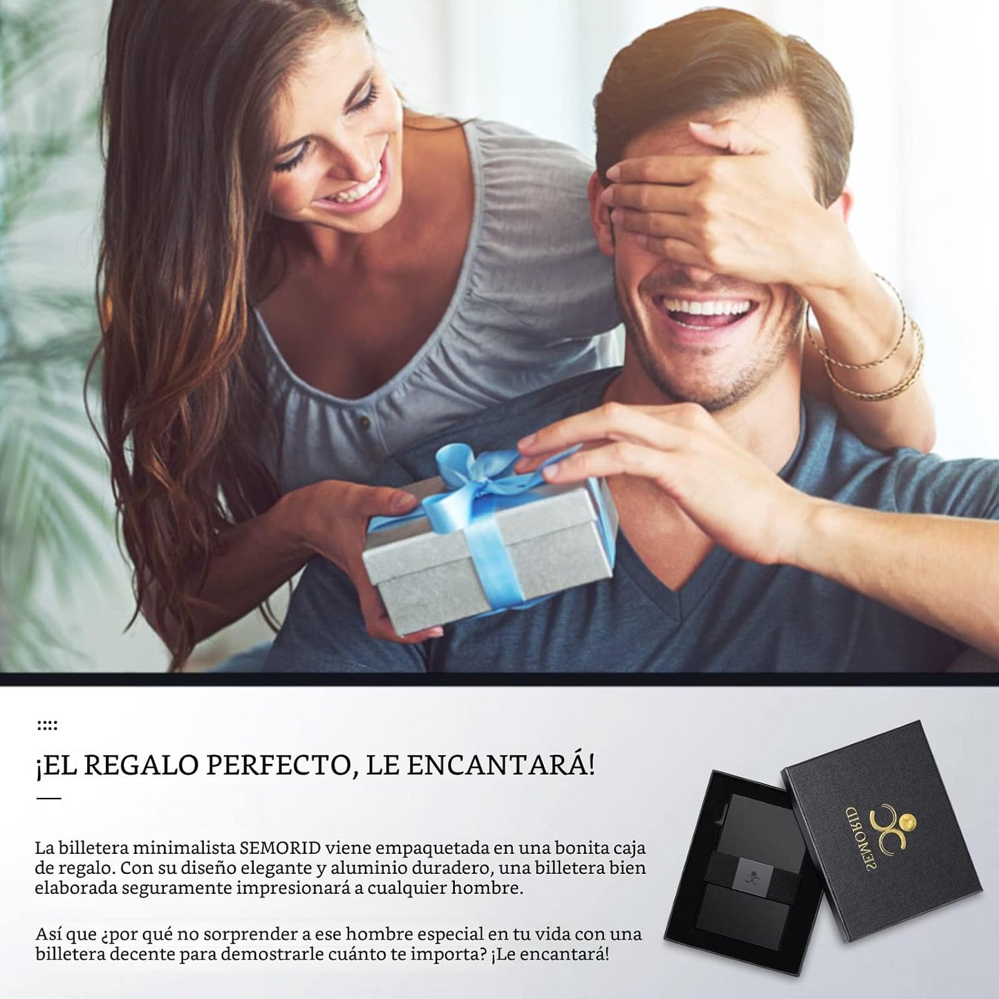 SEMORID Cartera Portátil de Tarjetas de Aluminio Delgada para Hombr...