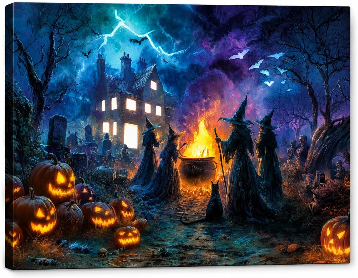 Arte de pared LED de Halloween de 20 x 16 pulgadas, regalo para el...