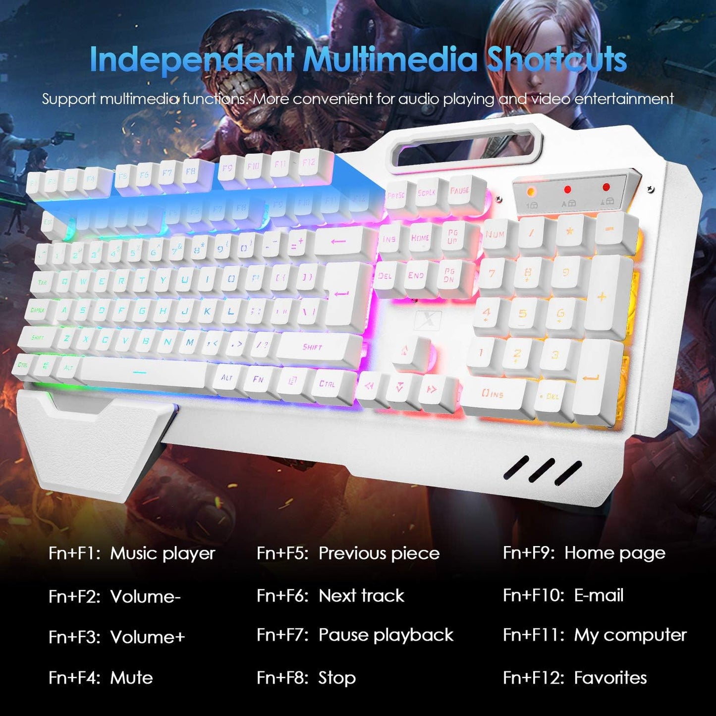 Teclado y ratón inalámbricos para juegos, teclado recargable con re...