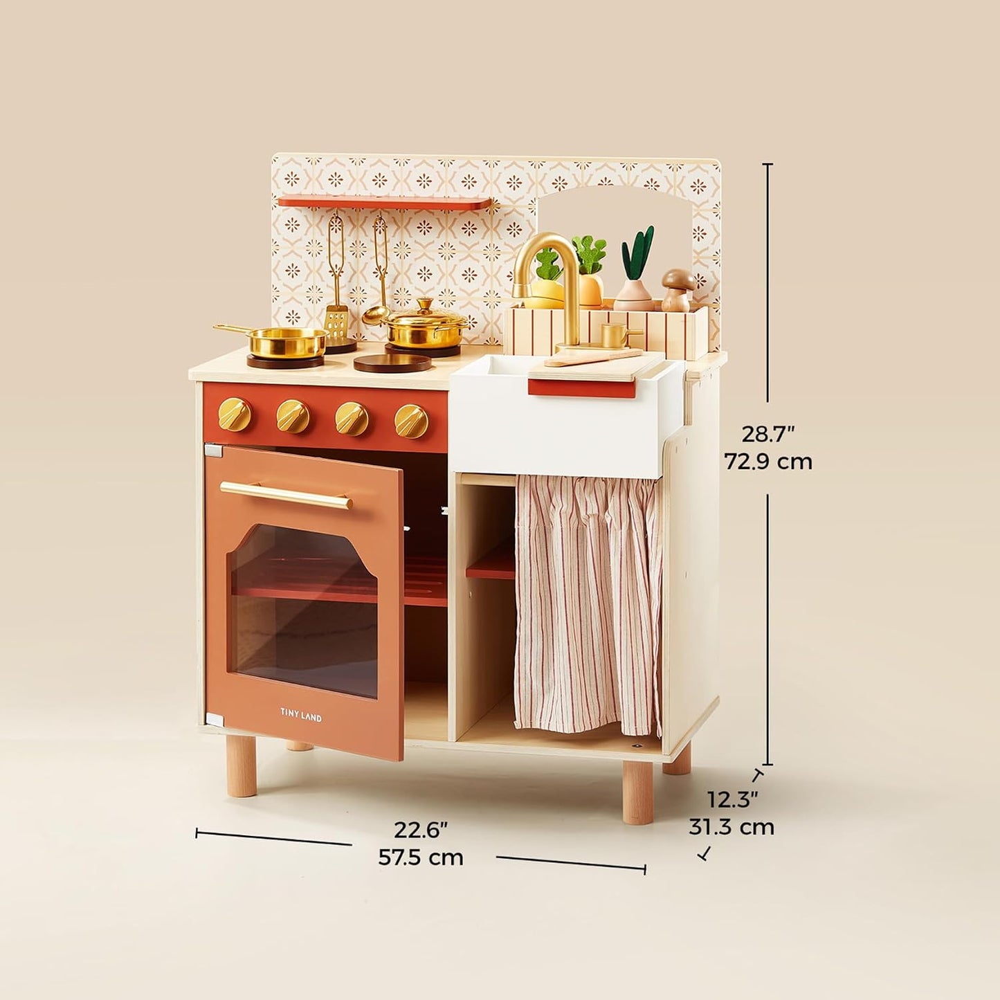 Tiny Land - Cocina de madera para niños pequeños, diseño retro cáli...