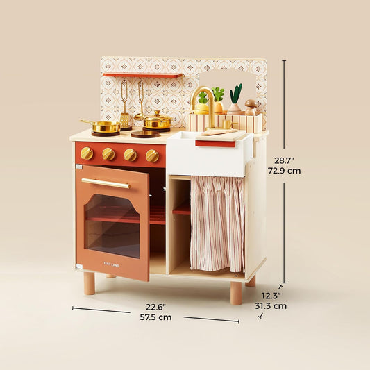 Tiny Land - Cocina de madera para niños pequeños, diseño retro cáli...