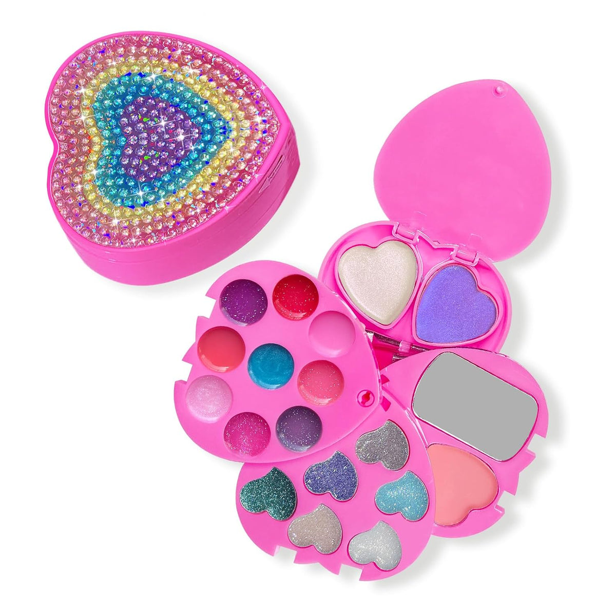 Mebtmel Kit de maquillaje en forma de corazón para niños, real, no...