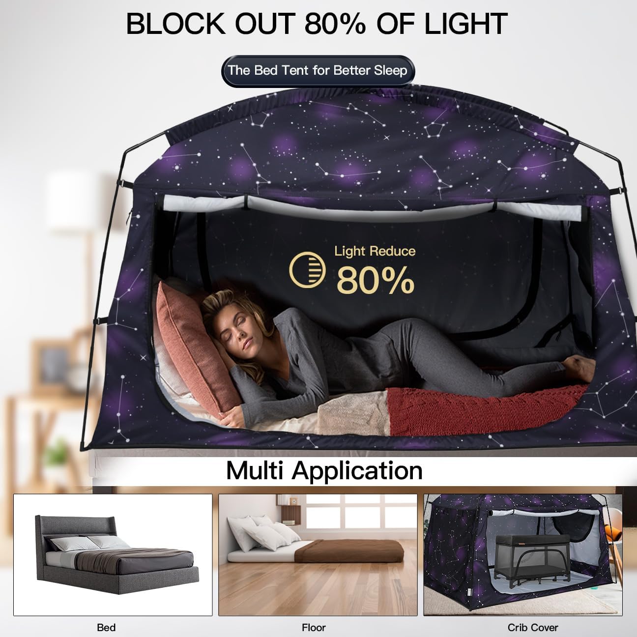 Tienda de campaña para cama, dosel portátil para cama con privacida...