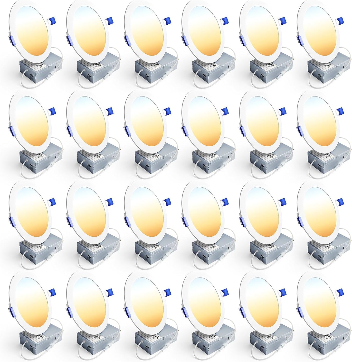 Ensenior paquete de 24 lámparas de techo empotrables LED de 6 pulga...